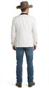 Men’s White Cowboy Blazer with Black Satin Lapel – Western Formal Tuxedo Style Jacket