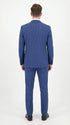 Men’s Royal Blue Pinstripe Three Piece Suit – Classic Formal 3PC Business and Wedding Suit Indigo Teal Sapphire Pinstripe