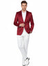 Premium Men's Burgundy Satin Slim Fit Blazer – Elegant Party & Wedding Suit Jacket in Maroon Wine Color