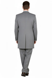 Mens Zoot Suit - Light Gray 3-Piece Suit with Vest – Classic Business and Wedding Formal Wear - 1920s Fashion