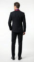 Men’s Black Suit with Burgundy Shawl Lapel – Formal Tuxedo Suit for Wedding, Prom and Evening Events + Bowtie & Tie