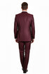 Mens Burgundy 3-Piece Suit – Burgundy Three Buttons Vested Suit - Pleated Pants Classic Fit Athletic Cut