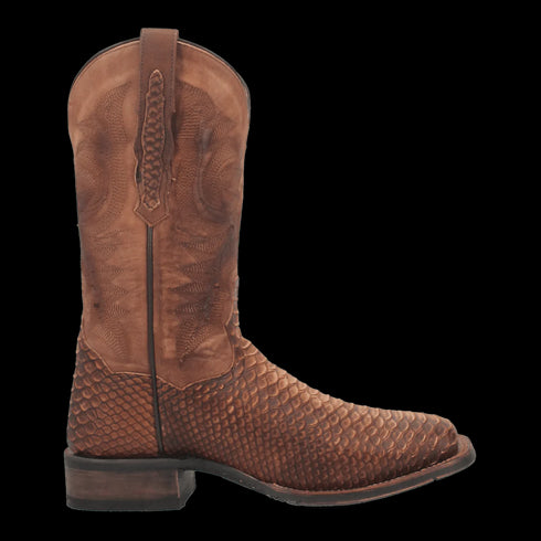 Dan Post Men's KA Python Print Leather Square Toe Boots - Brown