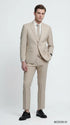Mens Sand Beige 3 Piece Suit – Double breasted Vest Formal Suit Set and Dress Pants in Champaign Natural Summer Color