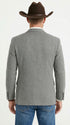 Men’s Light Grey & Black Herringbone Western Blazer – Cowboy Sport Coat Jacket
