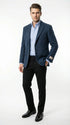 Mens Light Blue Tweed Blazer Sport Coat – Classic Herringbone Jacket Formal Business Casual Smart Outerwear in indigo cobalt blue