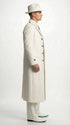 Men’s Ivory Cream Off White Full Length Zoot Suit – Vintage Gangster Style Long Coat Formal Suit