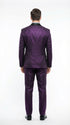 Mens Purple Shimmer Mardi Gras Suit with Black Satin Lapel – Shiny Metallic Formal Party and Carnival Suit Sequin Look