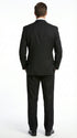 Men’s Black Pinstripe Double Breasted Suit – Peak Lapel Classic Fit Formal Business Conservative settle stripe