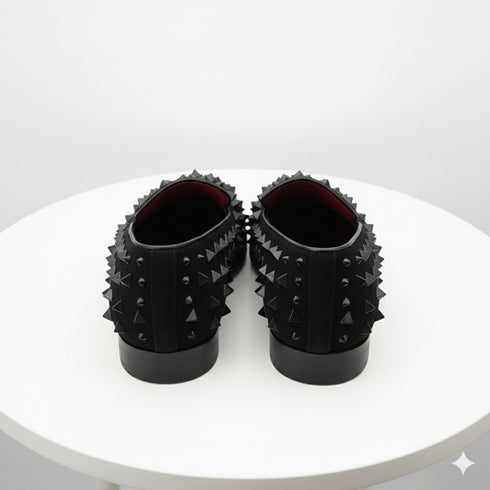 Men’s Black Studded Loafers – Sparko 09 Luxury Slip-On Dress Shoes with Spikes for Party, Prom, and Formal Events
