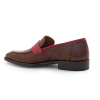 Mezlan Croco Embossed Penny Loafer Burgundy / Dark Cognac (21081)