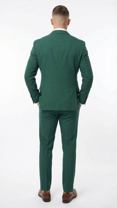 Vitali Brand Men’s Emerald Green Double Breasted Suit – Modern Fit Side Vented