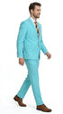 Men’s Aqua Blue 2 Piece 2 Button Suit, Formal Dress Suit for Weddings, Prom, Parties, Summer Events, Turquoise Light blue