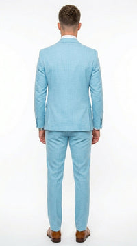 Men’s Turquoise Light blue Suit, Vested Formal Dress Suit for Weddings, Prom, Summer Parties, and Special Occasions in Aqua Blue Color By Rossiman