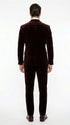 Men’s Dark Brown Velvet Blazer and Pants 2 Piece Suit, Double Breasted Formal Dinner Suit for Weddings, Prom