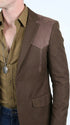 Men’s Dark Brown Western Blazer with Suede Yokes, Cowboy Sport Coat for Ranch Wedding and Country Events