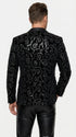 Men’s Black Velvet Sequin Swirl Dinner Jacket – Blazer Paisley Sparkly