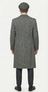 Mens Grey Peaky Blinders Style Long Overcoat, Vintage Herringbone Winter Trench Coat for Formal and Business Wear