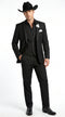 Men’s Black Western Tuxedo Suit, 3 Piece Cowboy Formal Wedding Prom Suit with Satin Trim
