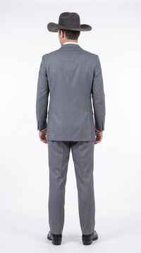 Men's Medium Grey Western 3-Piece Tuxedo Suit with Vest – Cowboy Style Formal Country Outfit