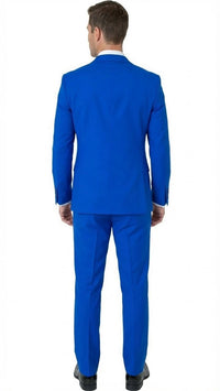 Men’s Bright Royal Blue and White lapel Embellished Tuxedo Suit – 3-Piece Formal Wedding, Prom, and Gala Outfit