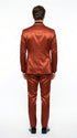 Men’s Rust Copper Coganc Shiny Sateen 3 Piece Suit, Vested Formal Wedding Prom Suit Set Ultra Slim Fit