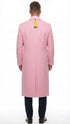 Men’s Pink Wool Blend Long Overcoat – Slim Fit Tailored Winter Coat - Carcoat - Topcoat