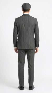 Men’s Thomas Shelby Peaky Blinders Gray Wool Suit Out fit Charcoal Grey Pinstripe 3-Piece Vintage 1920s Suit