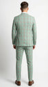 Mint Green Plaid Three Piece Suit for Men | Classic Checkered Formal Suit with Jacket Vest and Pants By Rossiman