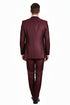 Men’s Burgundy 3-Piece Suit – Burgundy Three Buttons Vested Suit - Pleated Pants Classic Fit Athletic Cut