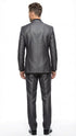 Mens Charcoal Gray Suit With Sheen - | Shiny Texture Fabric Three Piece Wedding and Party Business
