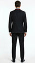 Statement Men's Black with Red Lapel Vested 100% Wool Tuxedo