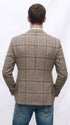 Men’s Tan Beige Peaky Blinders Glen Plaid Blazer English Style Textured Wool Winter Sport Coat Checkered Windowpane