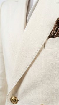 Men’s Ivory Linen Double Breasted Blazer, Lightweight Wedding Dinner Sport Coat Jacket Cream Off White