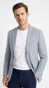 Men’s Light Blue Checkered Sport Coat – Two-Button Wedding, Business and Smart Casual Blazer