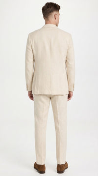 Men’s Light Beige Linen Double-Breasted Suit – Summer Wedding, Beach and Formal 2-Piece Suit