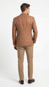 Vitali Men’s Rust Copper Brown Plaid Blazer with Tan Pants – Classic Windowpane, Business and Smart-Casual Birck color Suit