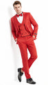 Tazio Men’s Cherry Red and Black Polka-Dot 3-Piece Suit – Skinny Fit Prom, Wedding and Party Suit or Tuxedo