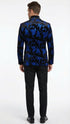 Men’s Black and Royal Blue Patterned Blazer – Paisley Floral Sport Coat Prom Jacket
