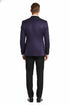 Men’s Purple Paisley Tuxedo Jacket – Ultra Slim Fit Dinner Blazer with Black Satin Peak Lapel
