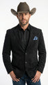 Men’s Black Suede Cowboy Blazer with Elbow Patch Sleeves – Black Western Style Suede Sport Coat for Casual and Smart Casual Wear