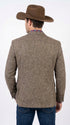 Men’s Light Brown Western Blazer – Textured Tweed Herringbone Cowboy Sport Coat for Rodeo, Country Taupe Dark Tan Color Wool Fabric