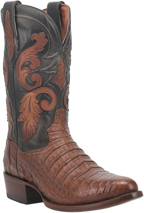 Dan Post Men's Socrates Genuine Caiman Belly Round Toe Boots - Bay Apache