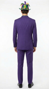 Men’s Purple Pinstripe Mardi Gras Suit | Three Piece Carnival Formal Suit with Vest