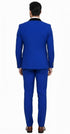 Mens Royal Blue Double-Breasted Tuxedo Suit – Modern Slim Fit Formal Wedding and Prom Outfit with Black Satin Lapel