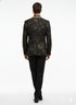 Men’s Black and Gold Embroidered Luxury Blazer – Designer Floral Pattern Wedding & Party Jacket (Sim534)