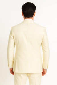 Mens Off-White Double Breasted Tuxedo Jacket with Shawl Lapel | Formal Wedding Suit in Ivory Cream Color
