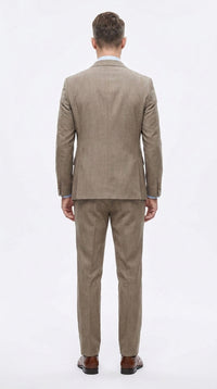 Men’s Taupe Olivish Tan 3-Piece Suit – Elegant Tan Wedding, Business & Formal Suit with Vest