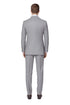 Mens Light Grey Double-Breasted Suit – Classic Slim Fit Business and Wedding Formal Attire