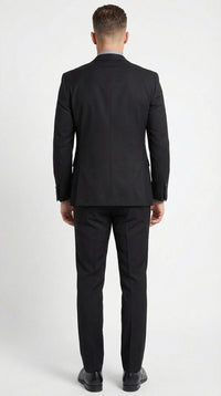 Men’s Black And White Lapel 3 Piece Tuxedo Suit with Silver Gray Satin Lapel | Formal Wedding Prom Suit Set